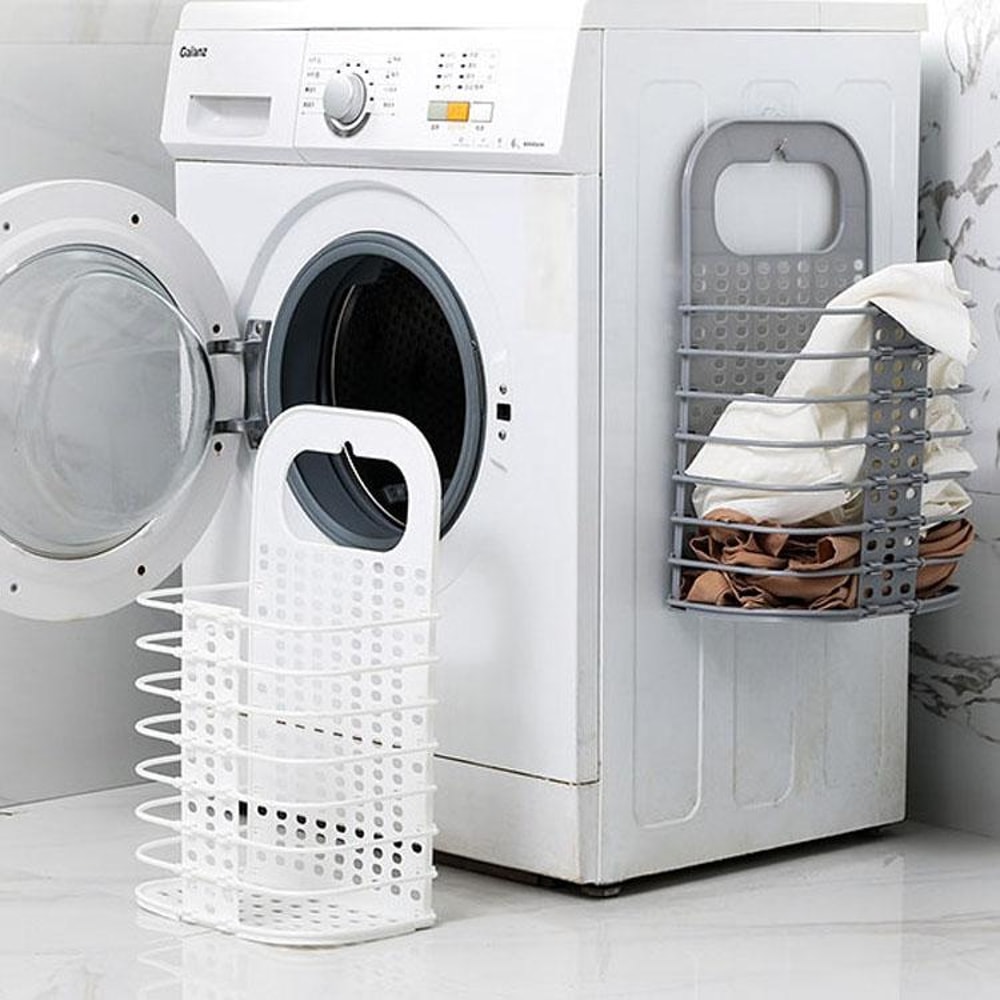 Perforation-Free Wall Mounted Folding Laundry Hamper & Storage Basket for Bathroom Organization
