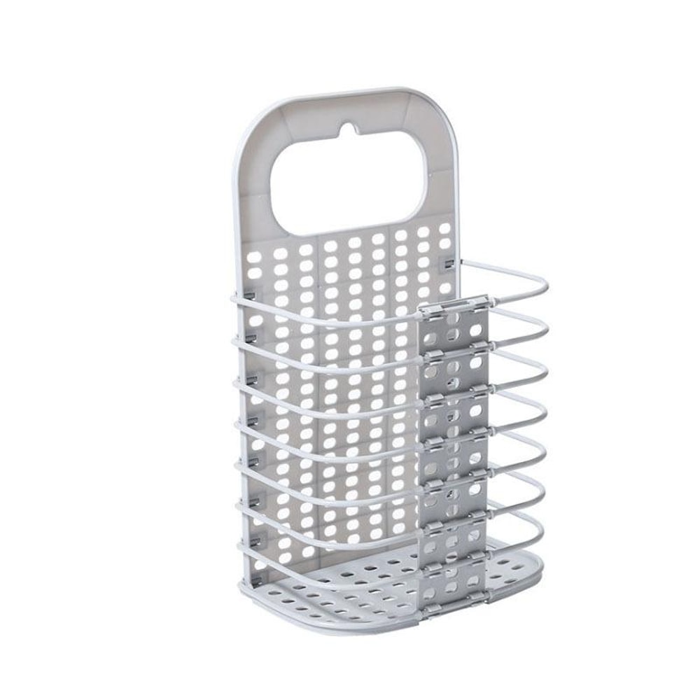 Perforation-Free Wall Mounted Folding Laundry Hamper & Storage Basket for Bathroom Organization