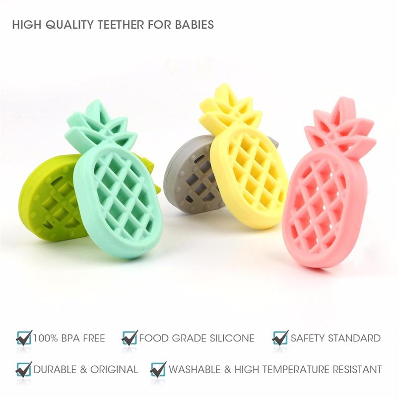 Pineapple Silicone Baby Teether Pendant Toy Safe Teething Relief Soothing Necklace 7