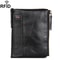 RFID Blocking Leather Wallet for Men with Double Zipper Slim Bifold Card Holder