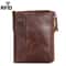 RFID Blocking Leather Wallet for Men with Double Zipper Slim Bifold Card Holder