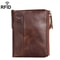RFID Blocking Leather Wallet for Men with Double Zipper Slim Bifold Card Holder
