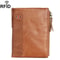 RFID Blocking Leather Wallet for Men with Double Zipper Slim Bifold Card Holder