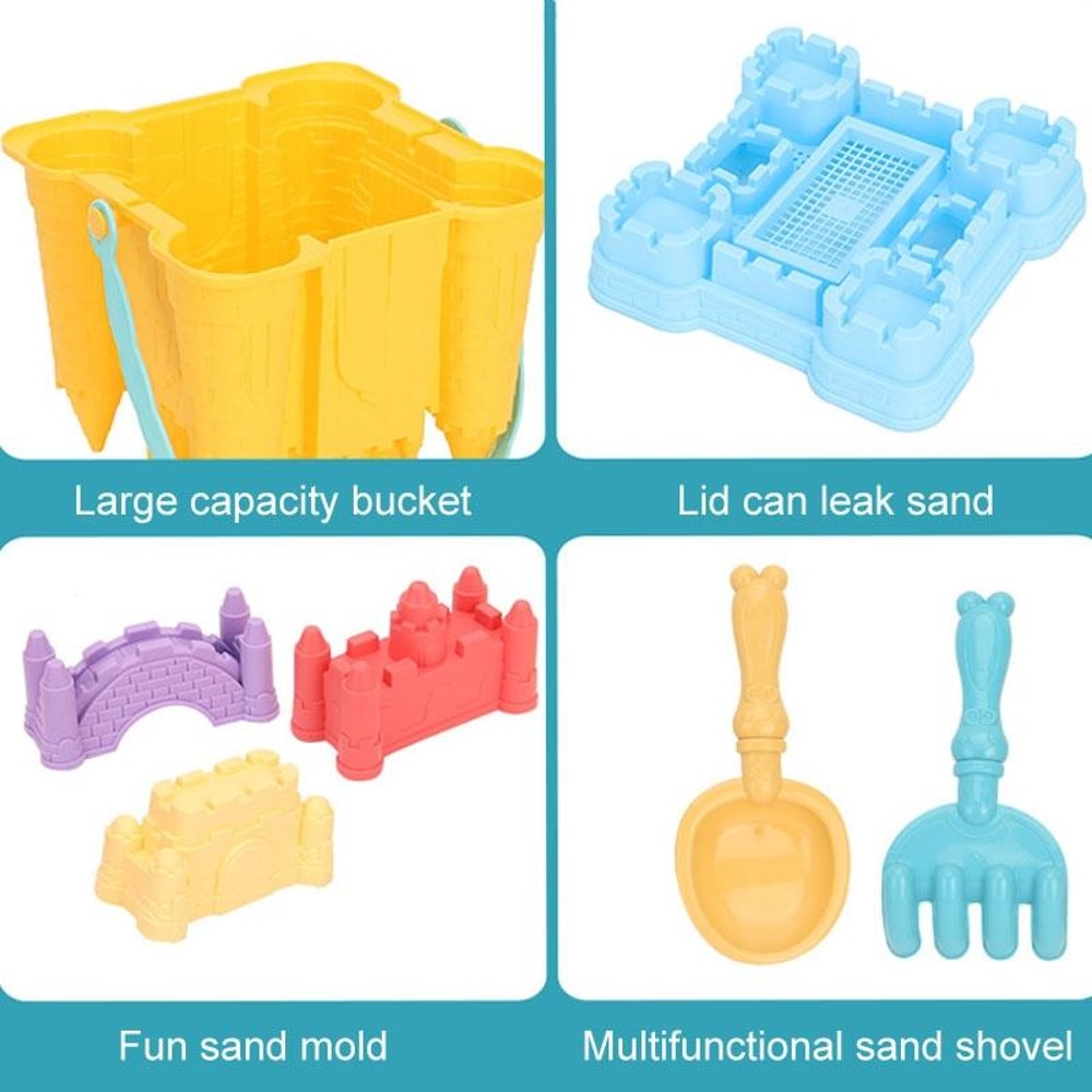 Kids Beach Toy Set Castle Sand Bucket Outdoor Sand Play Toys For Toddlers 5