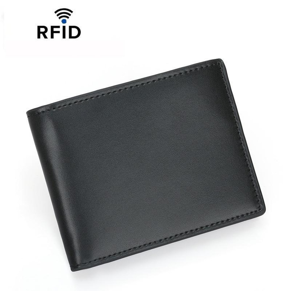 RFID Blocking Slim Leather Wallet For Men With 10 Card Slots Secure Minimalist Billfold 0