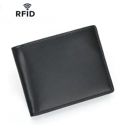rfid blocking slim leather wallet for men with 10 card slots secure minimalist billfold