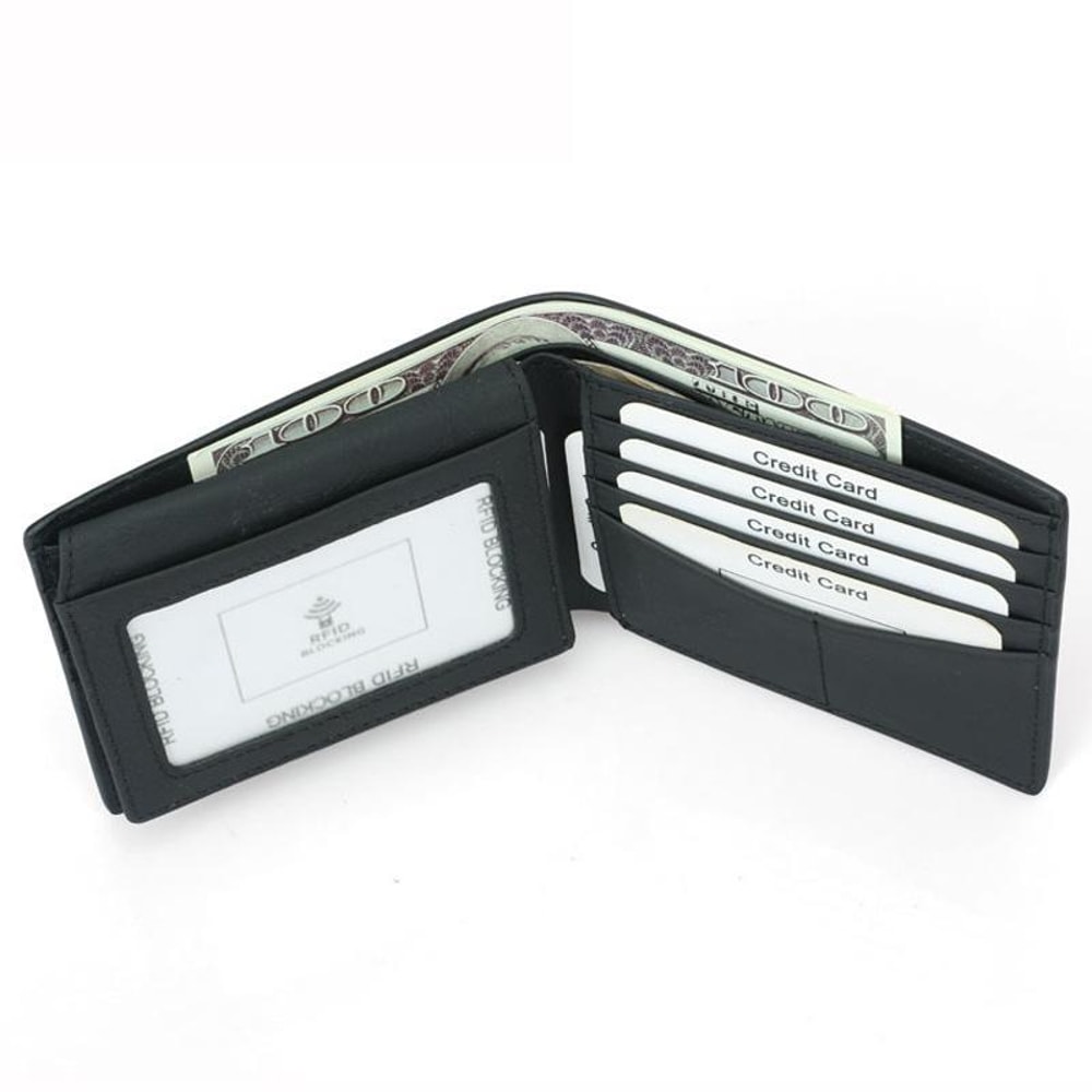 RFID Blocking Slim Leather Wallet For Men With 10 Card Slots Secure Minimalist Billfold 3