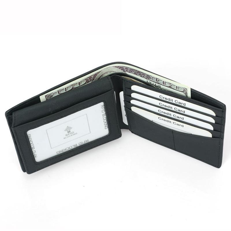 RFID Blocking Slim Leather Wallet For Men With 10 Card Slots Secure Minimalist Billfold 3