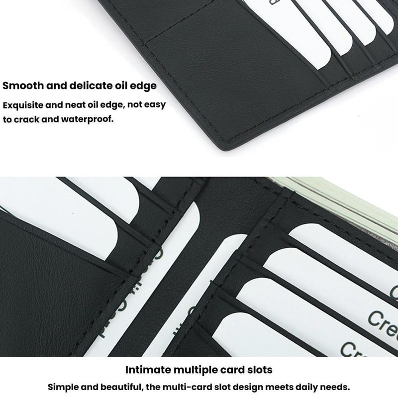 RFID Blocking Slim Leather Wallet For Men With 10 Card Slots Secure Minimalist Billfold 5