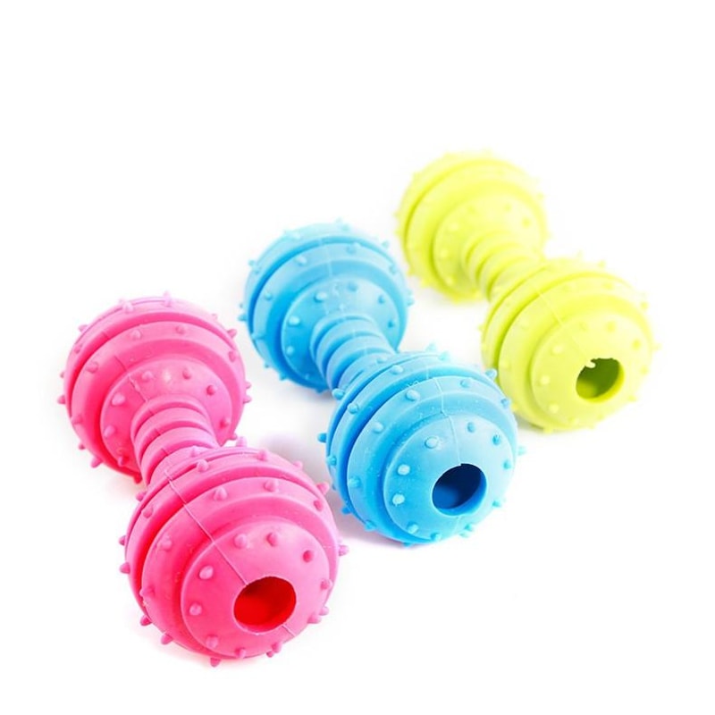 Durable Rubber Dog Chew Toy Dumbbell Shape Bite Resistant Pet Teething Molar Toy