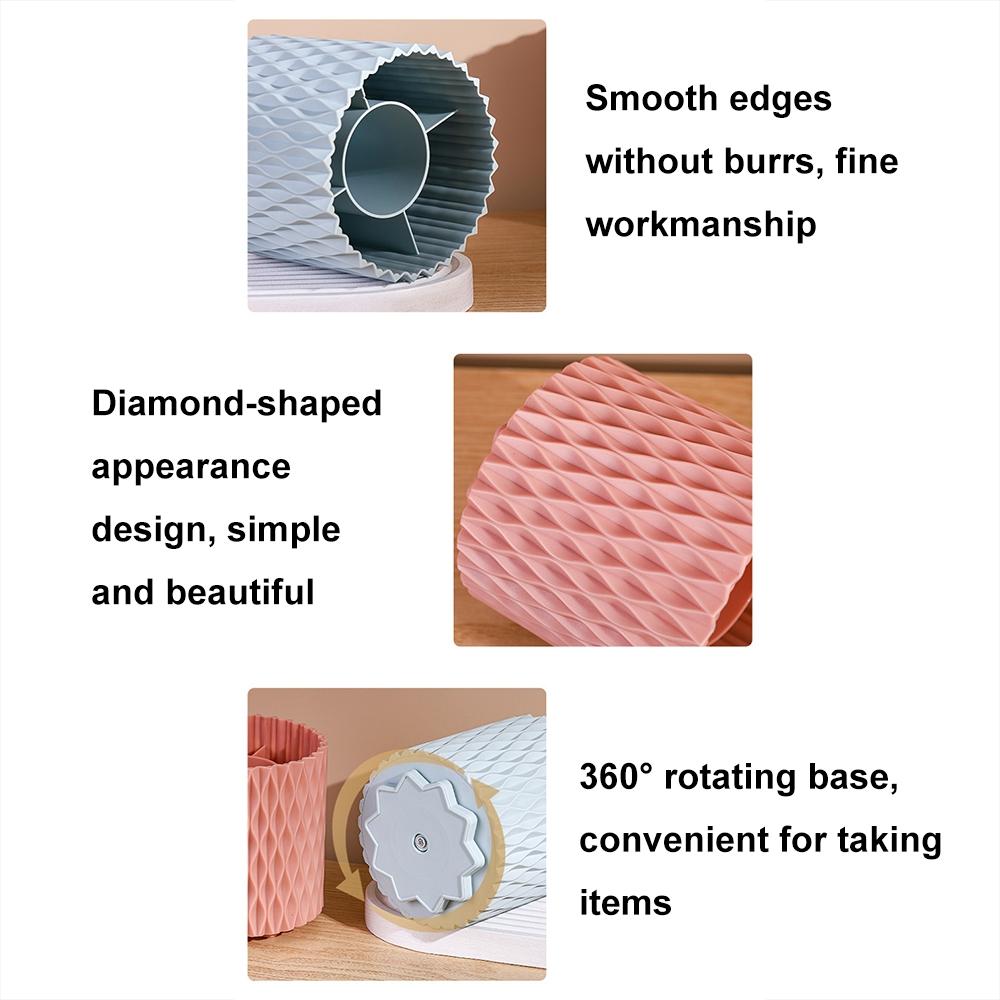 360 Degree Rotating Makeup Organizer Desktop Storage Brush Holder With Compartments 3