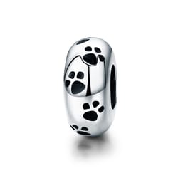 sterling silver paw print charm bead for pet lover diy bracelets