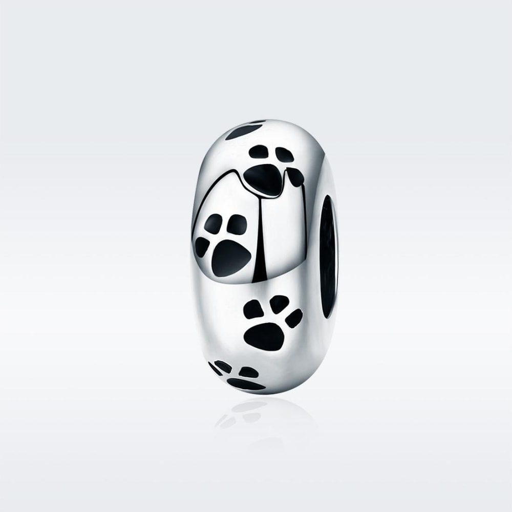 Sterling Silver Paw Print Charm Bead For Pet Lover DIY Bracelets 6