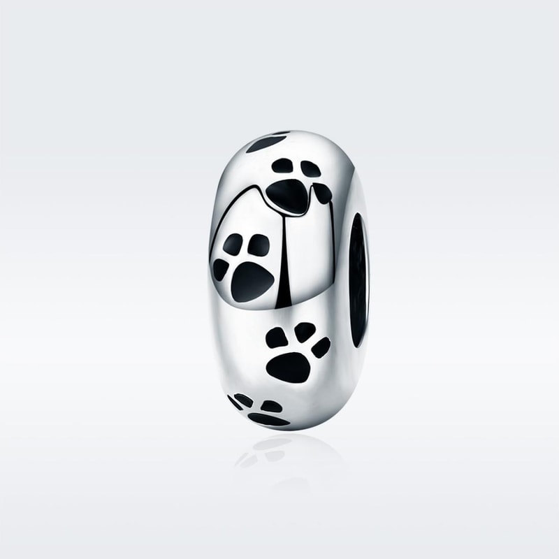 Sterling Silver Paw Print Charm Bead For Pet Lover DIY Bracelets 6