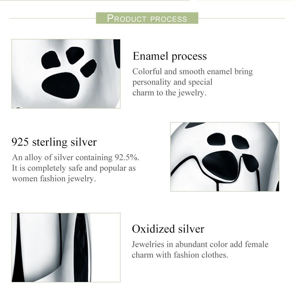 Sterling Silver Paw Print Charm Bead For Pet Lover DIY Bracelets 3