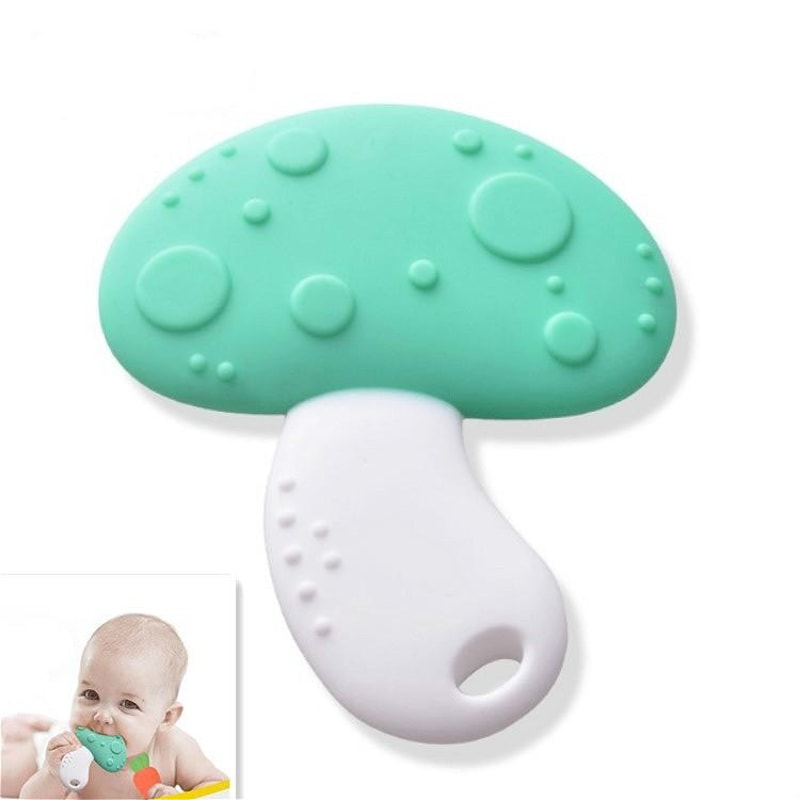 Baby Silicone Teether Toy Mushroom & Veggie Chew Toy for Teething Relief, Gum Massage & Sensory Development