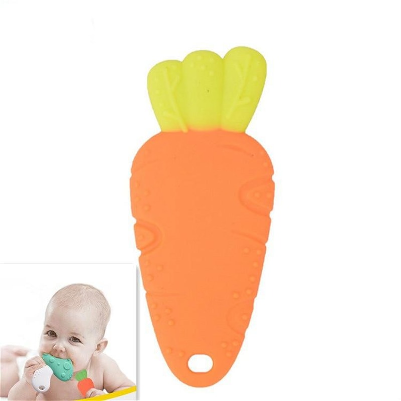 Baby Silicone Teether Toy Mushroom & Veggie Chew Toy for Teething Relief, Gum Massage & Sensory Development