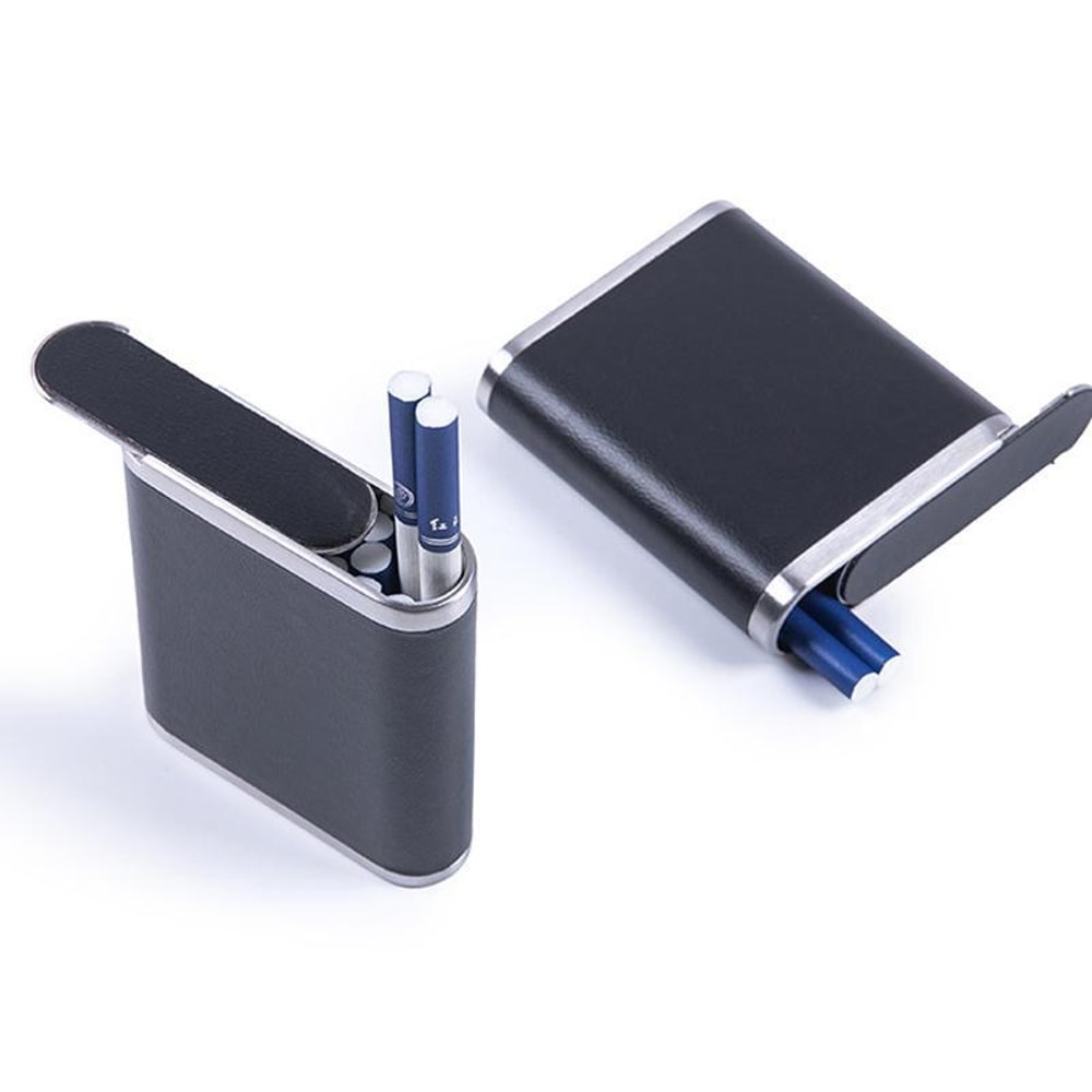 Luxury Cigarette Case For Men Slim 20 Cigarette Holder With PU Leather Metal CrushProof Design 2