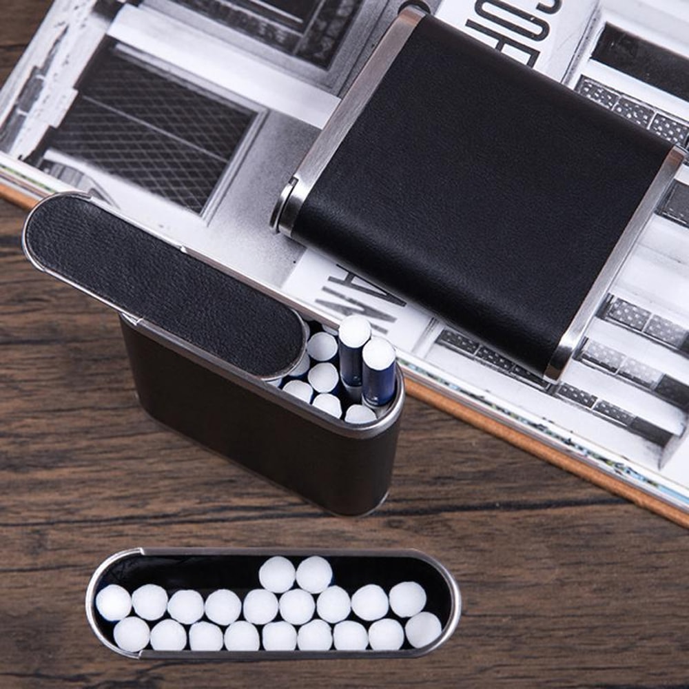 Luxury Cigarette Case For Men Slim 20 Cigarette Holder With PU Leather Metal CrushProof Design 0