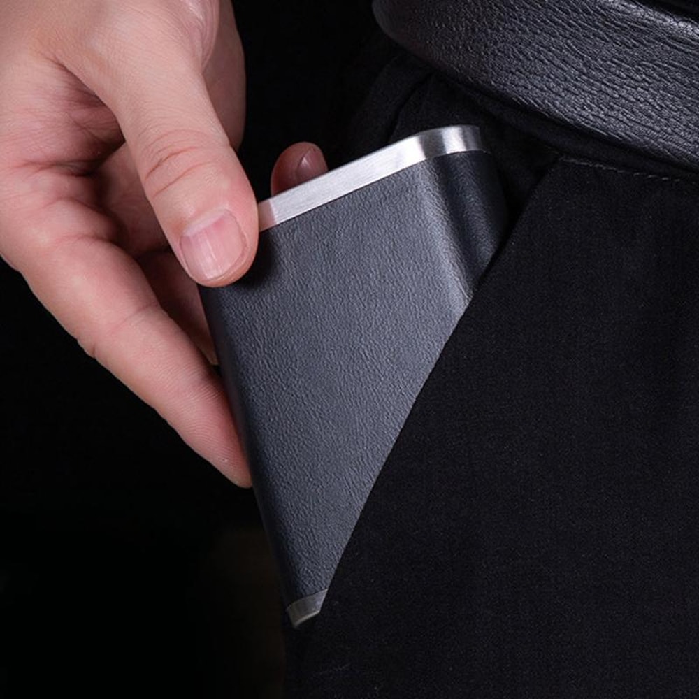 Luxury Cigarette Case For Men Slim 20 Cigarette Holder With PU Leather Metal CrushProof Design 4