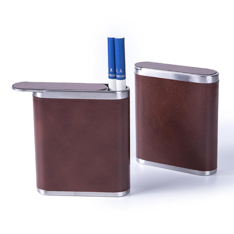 Luxury Cigarette Case For Men Slim 20 Cigarette Holder With PU Leather Metal CrushProof Design 8