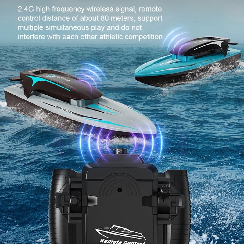 High Speed Remote Control Boat with LED Lights, 80M Range, Runtime RC Speed Boat Toy