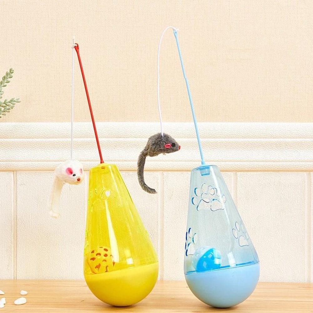 Interactive Cat Treat Dispensing Tumbler & Wand Cat Toy for Boredom Relief and Exercise