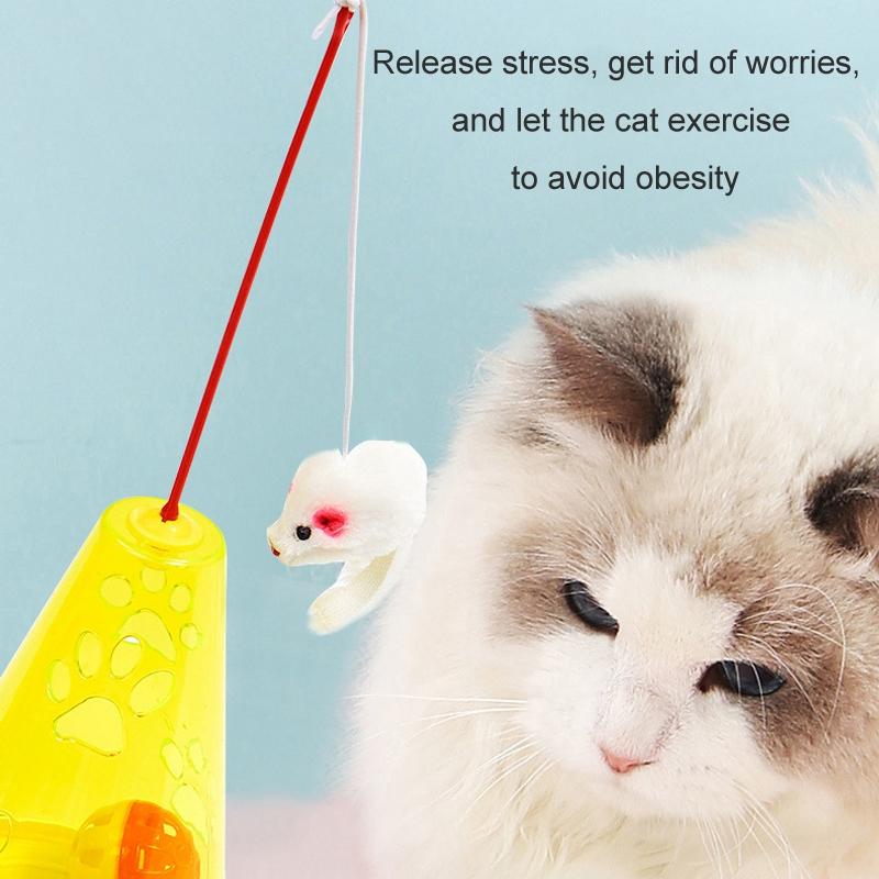 Interactive Cat Treat Dispensing Tumbler & Wand Cat Toy for Boredom Relief and Exercise