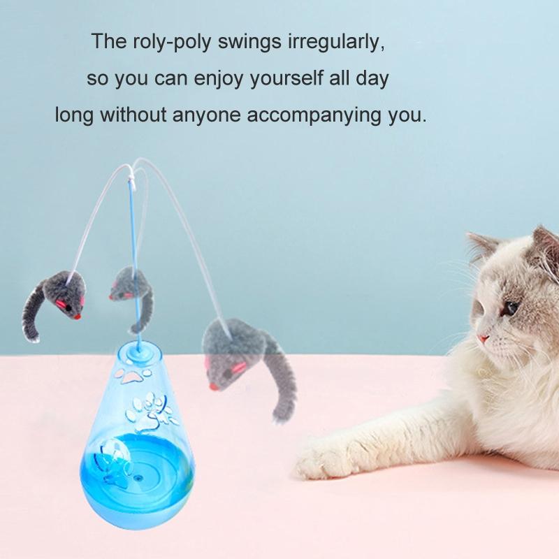 Interactive Cat Treat Dispensing Tumbler & Wand Cat Toy for Boredom Relief and Exercise