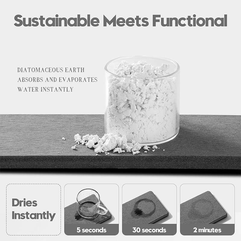 Quick Dry Diatomaceous Earth Mat Absorbent Bathroom Drying Mat Non Slip Countertop Coaster Tray 4
