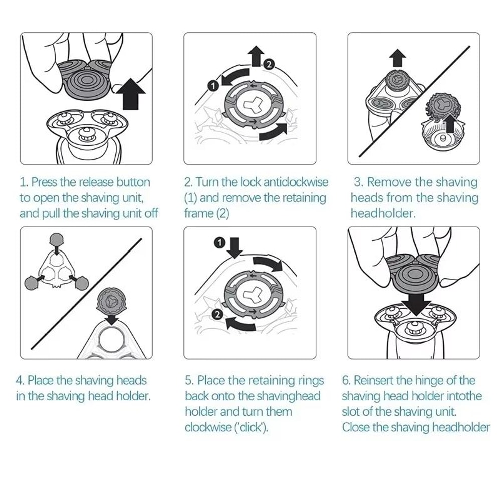 Philips SH98 SH71 SH91 Replacement Shaver Heads for Series 9000 Electric Razors
