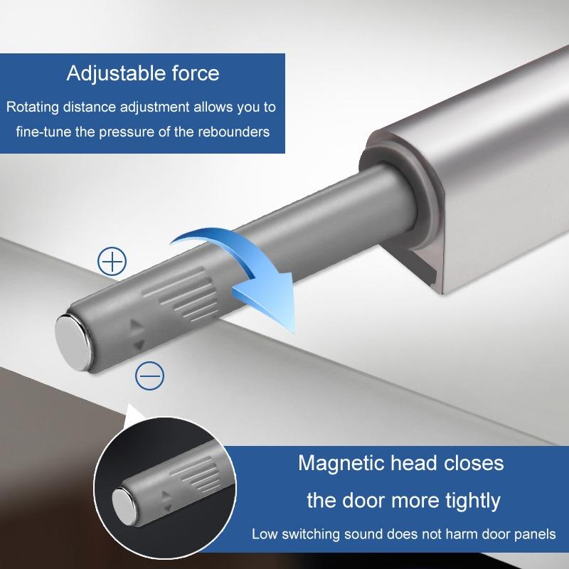 Push To Open Magnetic Cabinet Door Latch Adjustable Soft Close Drawer Opener 4