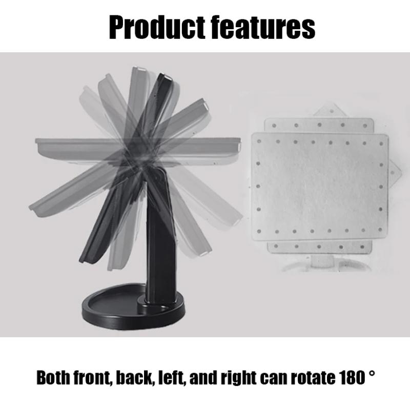 LED Lighted Makeup Mirror With Storage Base Touch Control Rotatable Vanity Mirror 3