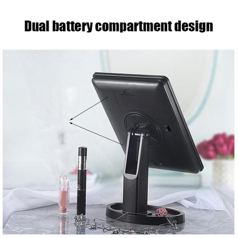 LED Lighted Makeup Mirror With Storage Base Touch Control Rotatable Vanity Mirror 4