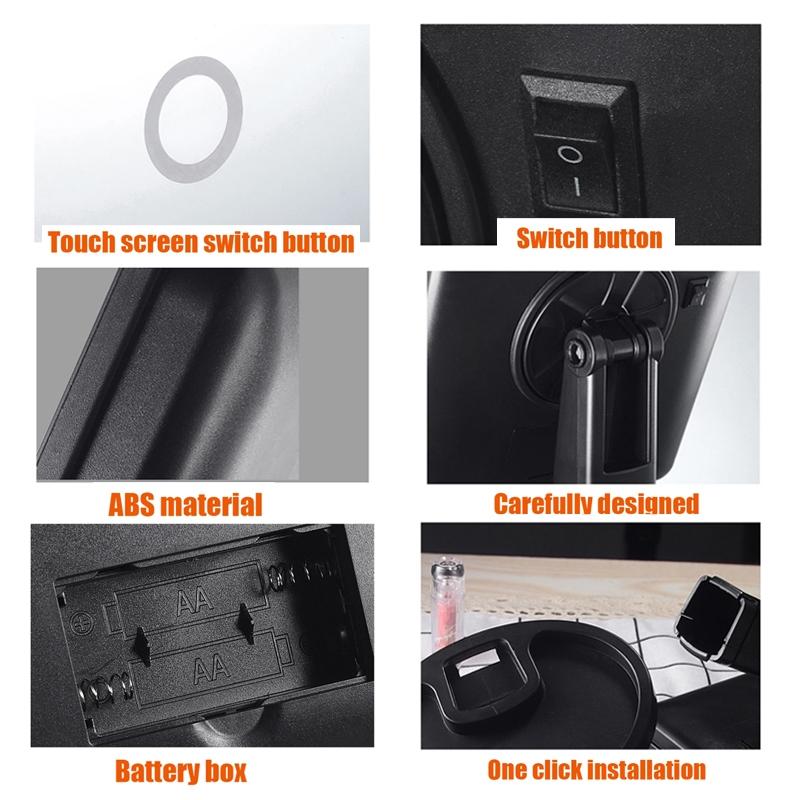 LED Lighted Makeup Mirror With Storage Base Touch Control Rotatable Vanity Mirror 7