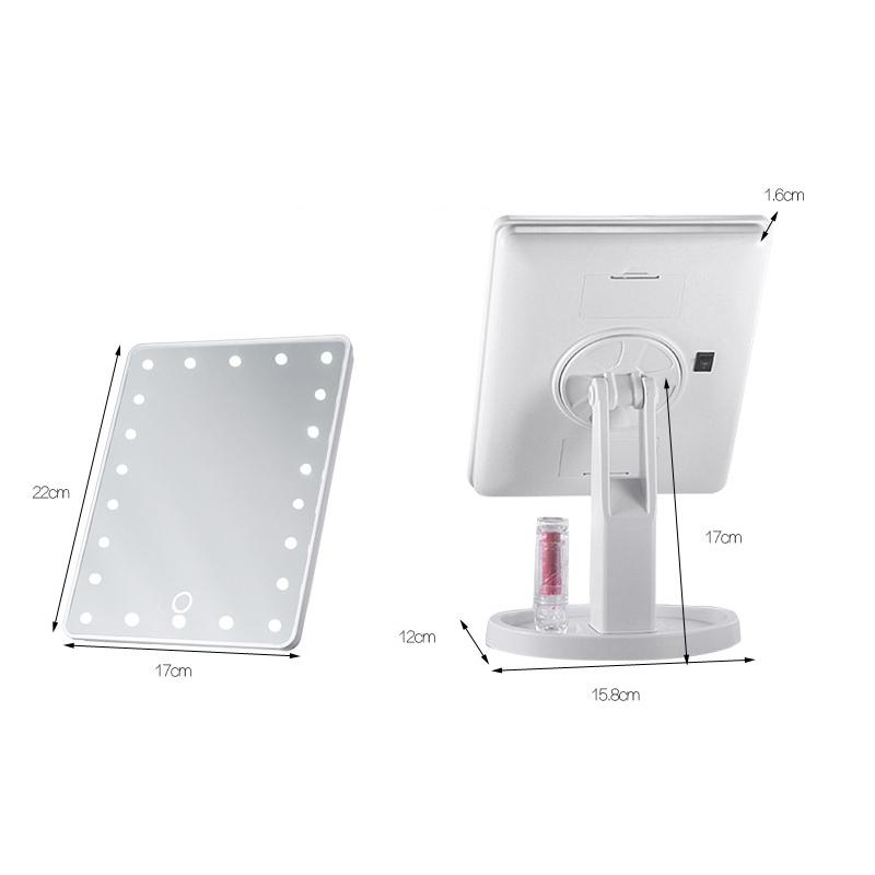 LED Lighted Makeup Mirror With Storage Base Touch Control Rotatable Vanity Mirror 8