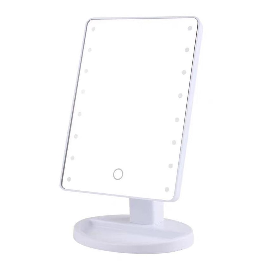 LED Lighted Makeup Mirror With Storage Base Touch Control Rotatable Vanity Mirror 1