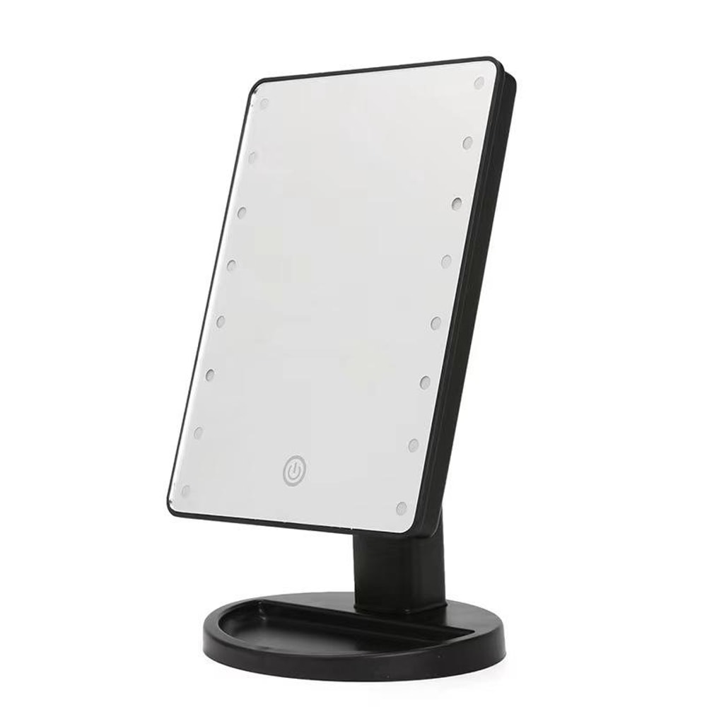 LED Lighted Makeup Mirror With Storage Base Touch Control Rotatable Vanity Mirror 9