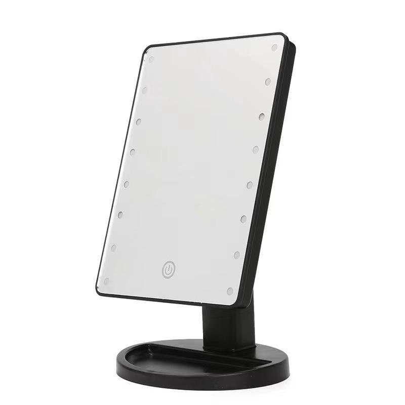 LED Lighted Makeup Mirror With Storage Base Touch Control Rotatable Vanity Mirror 9