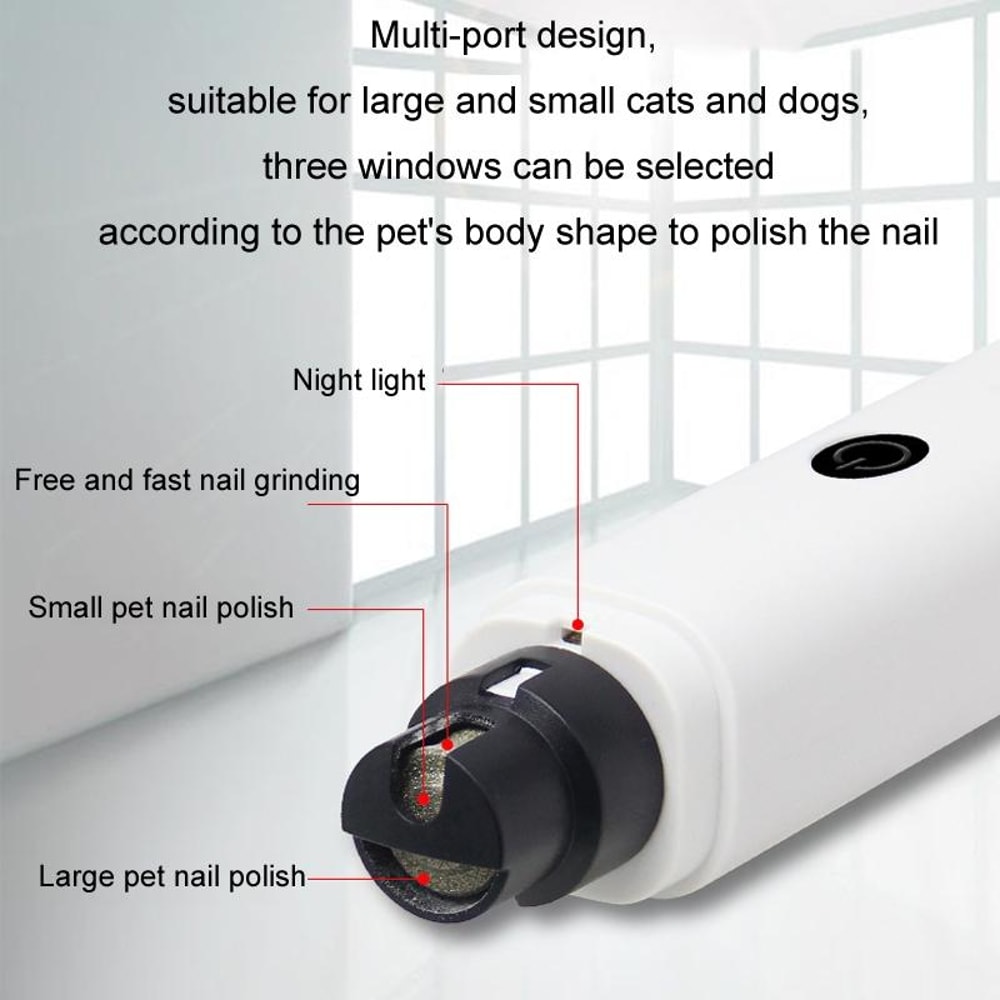 Quiet Pet Nail Grinder With LED Light For Dogs And Cats USB Rechargeable Grooming Tool 5