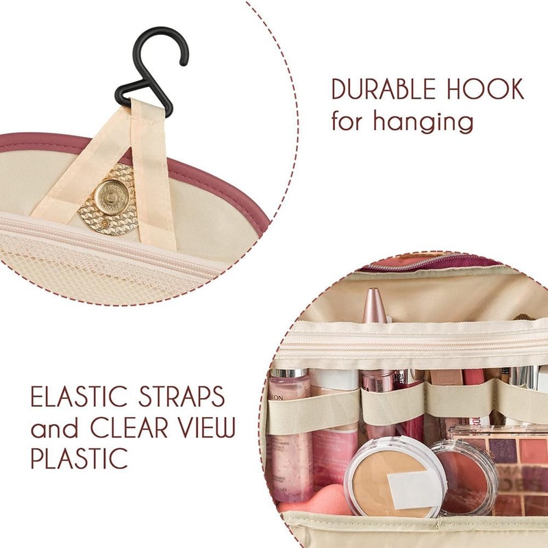 Leather Waterproof Toiletry Bag With Hook Travel Organizer For Cosmetics And Essentials 3