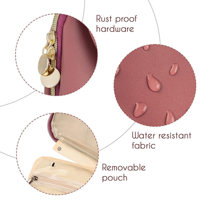 Leather Waterproof Toiletry Bag With Hook Travel Organizer For Cosmetics And Essentials 4