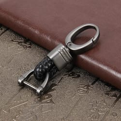 metal car key ring black belt keychain gift