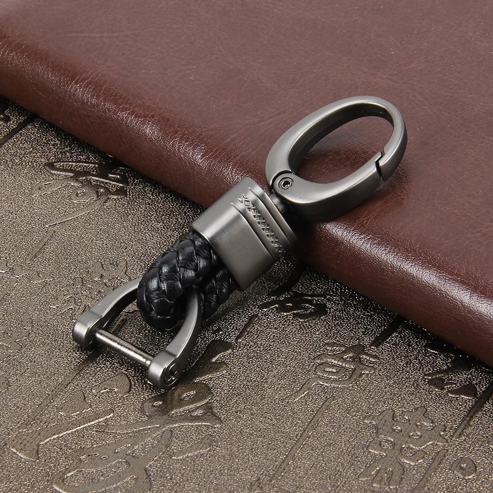 Metal Car Key Ring Black Belt Keychain Gift 4