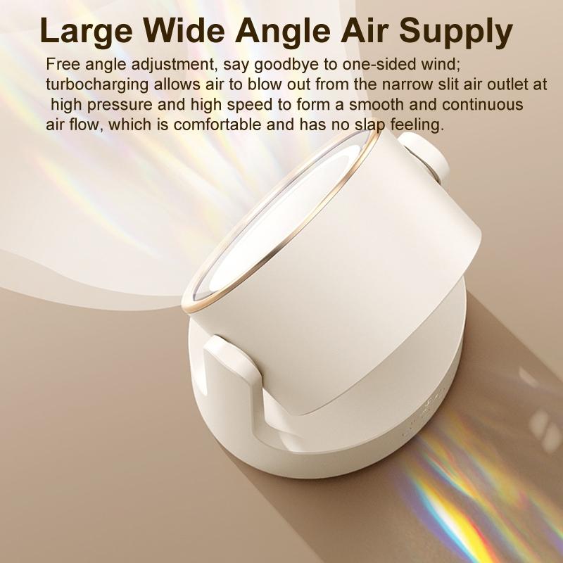 3in1 Bladeless Desk Fan With LED Light And Mirror USB Portable Quiet Air Circulator 5