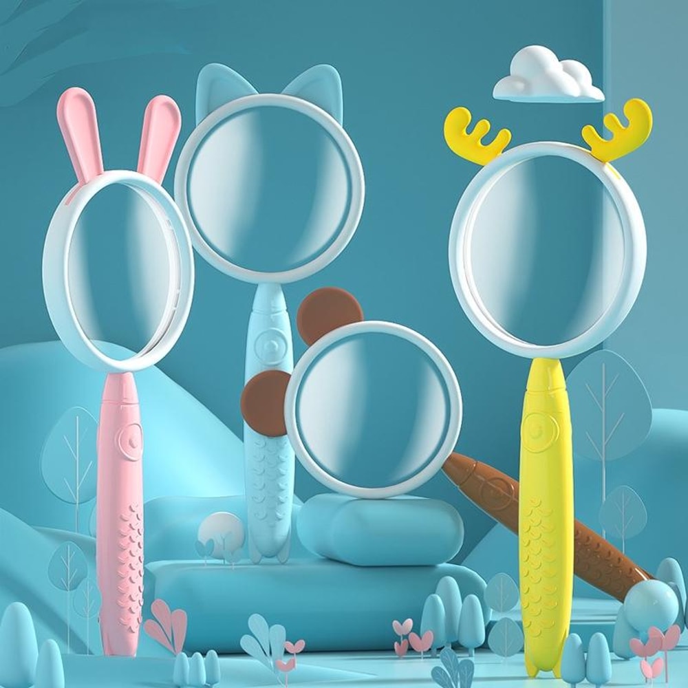 Cartoon Bear Kids Magnifying Glass Toy Educational 75mm HD Lens Science Magnifier