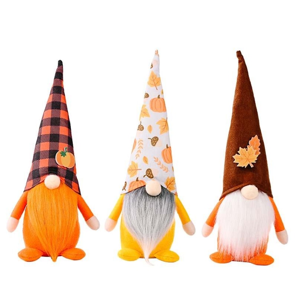 Pumpkin Maple Leaf Doll Standing Fall Gnome Decor For Thanksgiving And Halloween 0