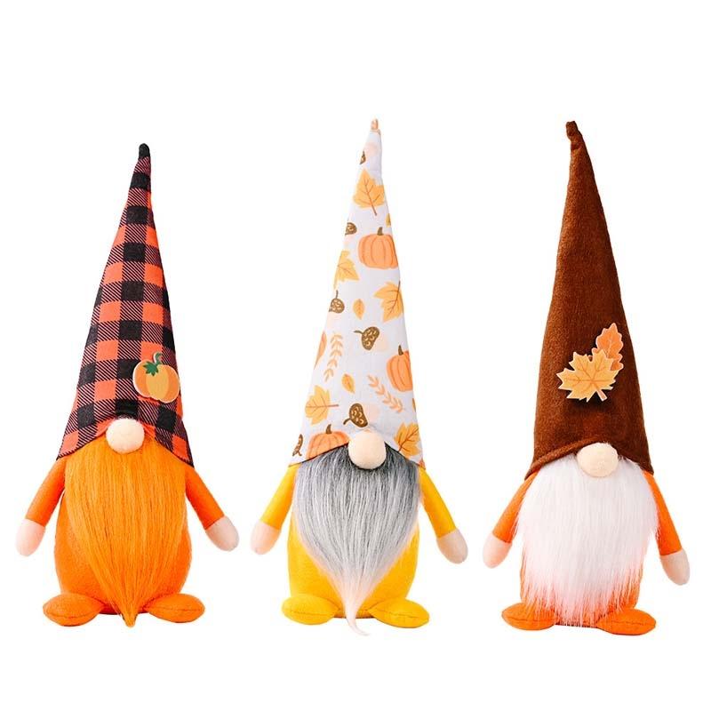 Pumpkin Maple Leaf Doll Standing Fall Gnome Decor For Thanksgiving And Halloween 0