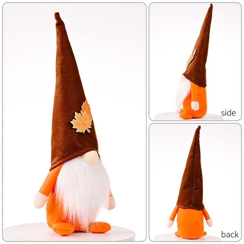 Pumpkin Maple Leaf Doll Standing Fall Gnome Decor For Thanksgiving And Halloween 4
