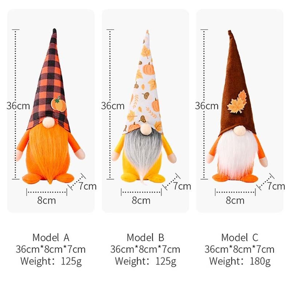 Pumpkin Maple Leaf Doll Standing Fall Gnome Decor For Thanksgiving And Halloween 5